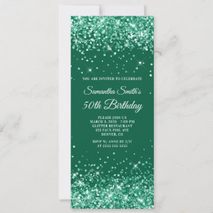 Glittery Hunter Green 50th Birthday Invitation