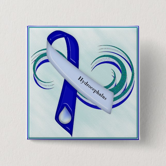 Glittery Hydrocephalus Ribbon Button (Front)