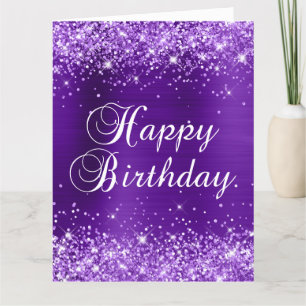 Glittery Indigo Purple Foil Big Happy Birthday Card