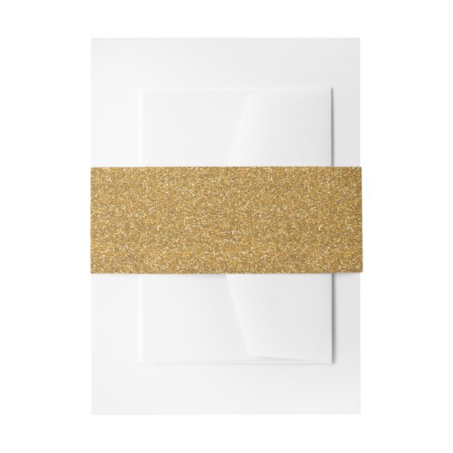 Glittery Invitation Belly Band Faux Gold Glitter (Front Example)