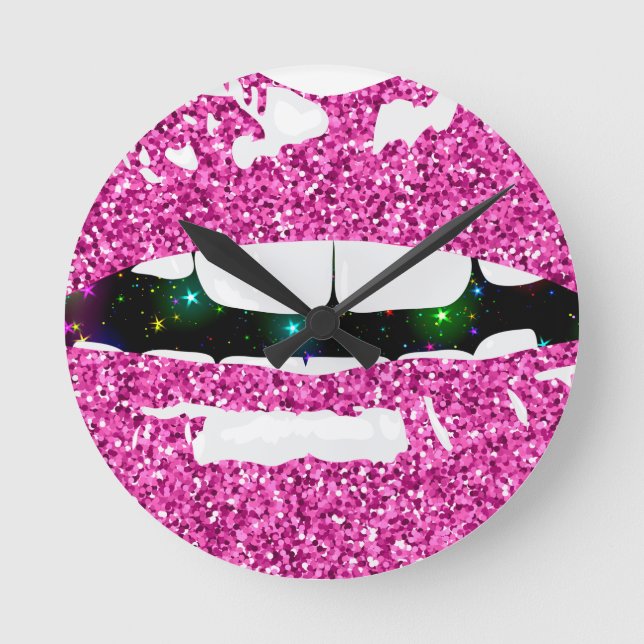 GLITTERY KISS ROUND CLOCK (Front)