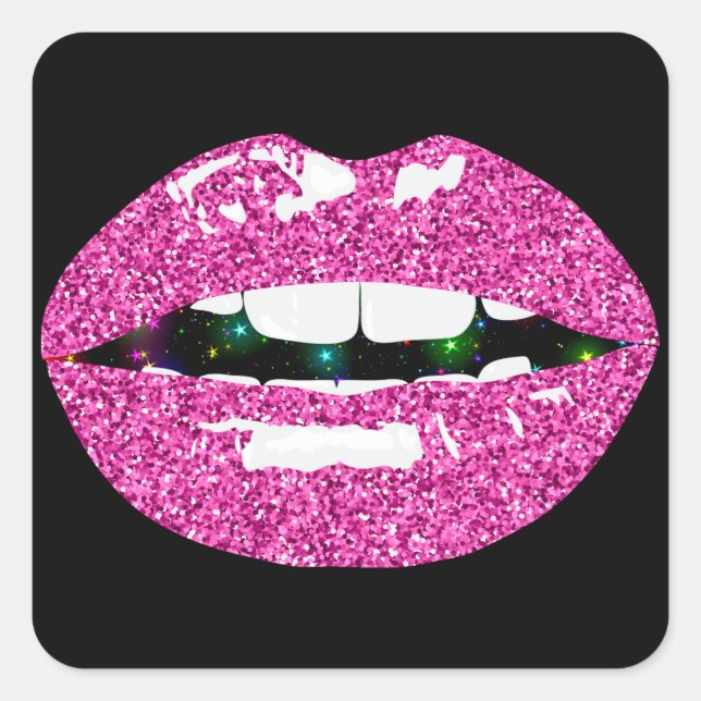 GLITTERY KISS SQUARE STICKER (Front)