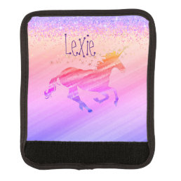 Glittery Lavender and Pink Unicorn   Luggage Handle Wrap