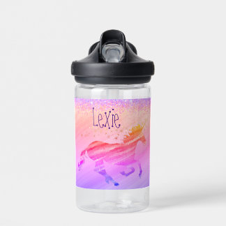 Glittery Lavender and Pink Unicorn Water Bottle