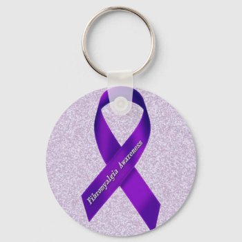 Glittery Lavender Fms Awareness Keychain by FunWithFibro at Zazzle