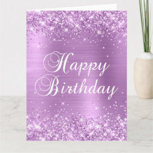 Glittery Lavender Foil Big Happy Birthday Card