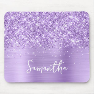 Glittery Lavender Glam Name Mouse Pad