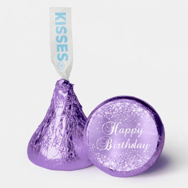 Glittery Lavender Happy Birthday Hershey®'s Kisses® (Front)