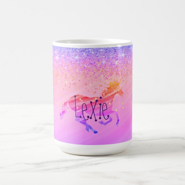 Glittery Lavender Pink Unicorn  Coffee Mug (Center)