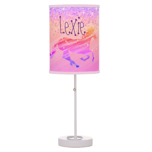 Glittery Lavender Pink Unicorn Table Lamp