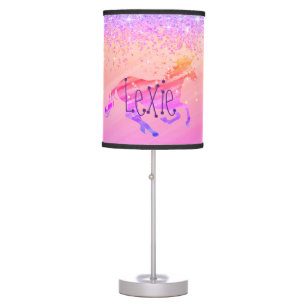 Glittery Lavender Pink Unicorn Table Lamp