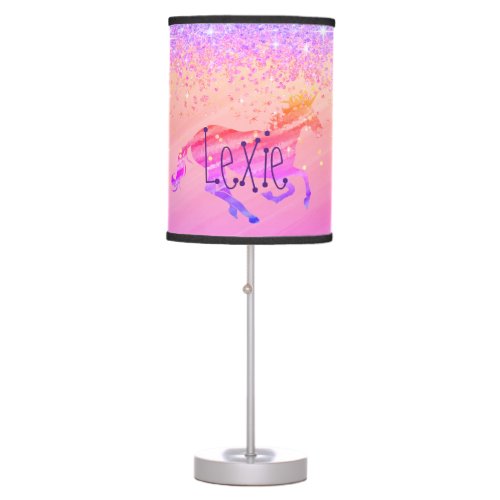 Glittery Lavender Pink Unicorn Table Lamp