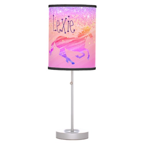 Glittery Lavender Pink Unicorn Table Lamp