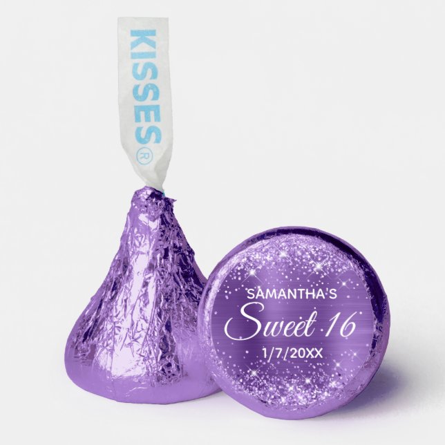 Glittery Lavender Purple Ombre Foil Sweet 16 Hershey®'s Kisses® (Front)