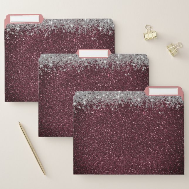 Glittery Lavender Silver Glam File Folder (Set)