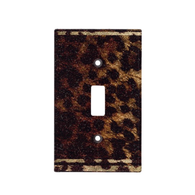 Glittery Leopard Cheetah Animal Print Wild Exotic Light Switch Cover (Front)