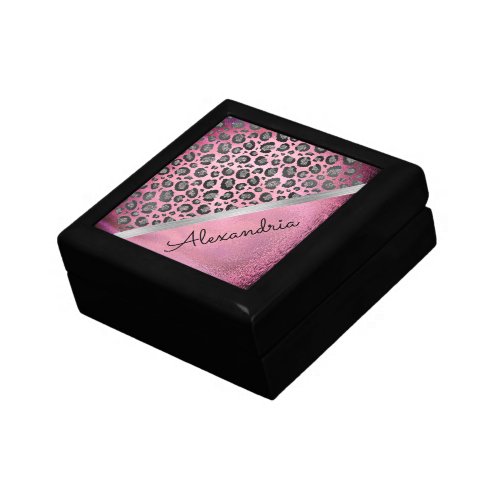 Glittery Leopard Print on Glossy Hot Pink   Gift Box