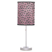 Glittery Leopard Print on Glossy Hot Pink Table Lamp (Front)