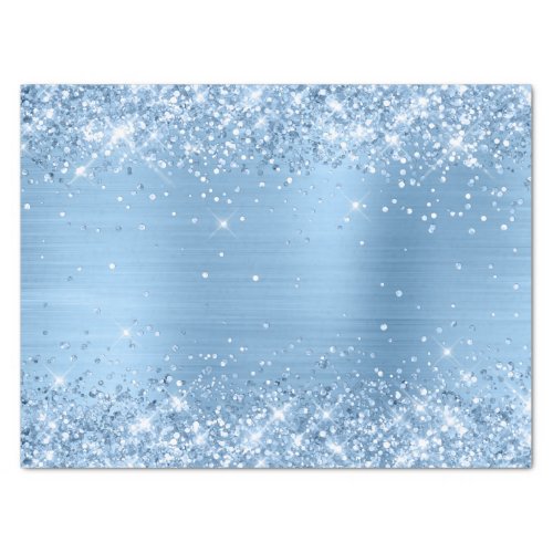 Glittery Light Baby Blue Ombre Foil Tissue Paper