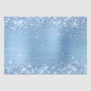 Glittery Light Baby Blue Ombre Foil Tissue Paper