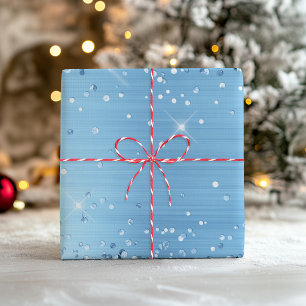 Glittery Light Baby Blue Ombre Foil Wrapping Paper Sheets