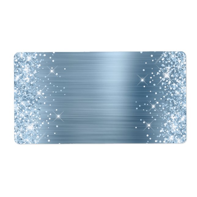 Glittery Light Blue Faux Foil Label (Front)