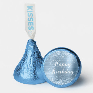 Glittery Light Blue Foil Happy Birthday Hershey®'s Kisses®