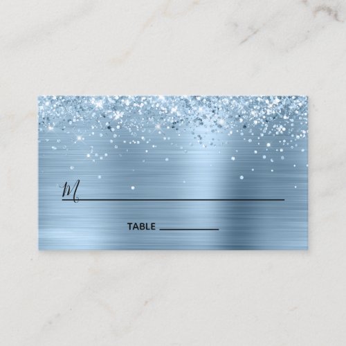 Glittery Light Blue Foil Lined Blank Place Card