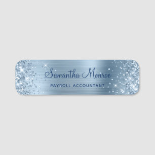 Glittery Light Blue Foil Name Tag