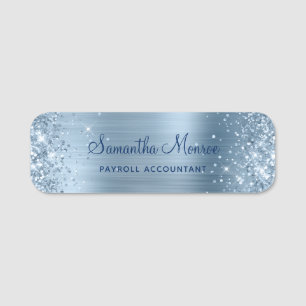 Glittery Light Blue Foil Name Tag