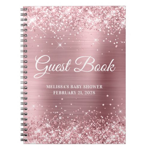 Glittery Light Pink Baby Shower Guestbook Notebook