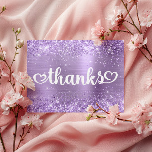 Glittery Light Purple Cute Hearts Sweet 16 Thanks Postcard