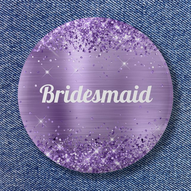 Glittery Light Purple Foil Bridesmaid Button (Glittery Light Purple Foil Bridesmaid Button)