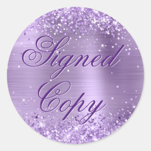 Glittery Light Purple Foil Fancy Signed Copy Classic Round Sticker