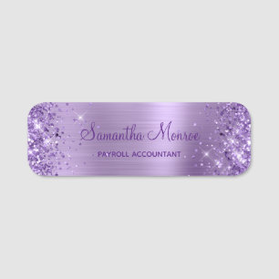 Glittery Light Purple Foil Name Tag