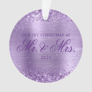 Glittery Light Purple Foil Our 1st Christmas Ornament