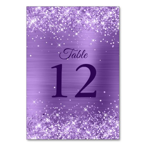 Glittery Light Purple Foil Wedding Table Number