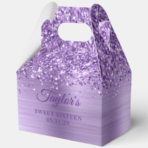 Glittery Light Purple Glam Sweet Sixteen Favor Boxes
