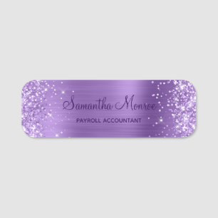 Glittery Light Purple Metallic Foil Name Tag
