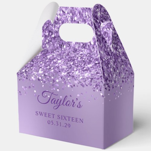 Glittery Light Purple Ombre Glam Sweet Sixteen Favor Boxes