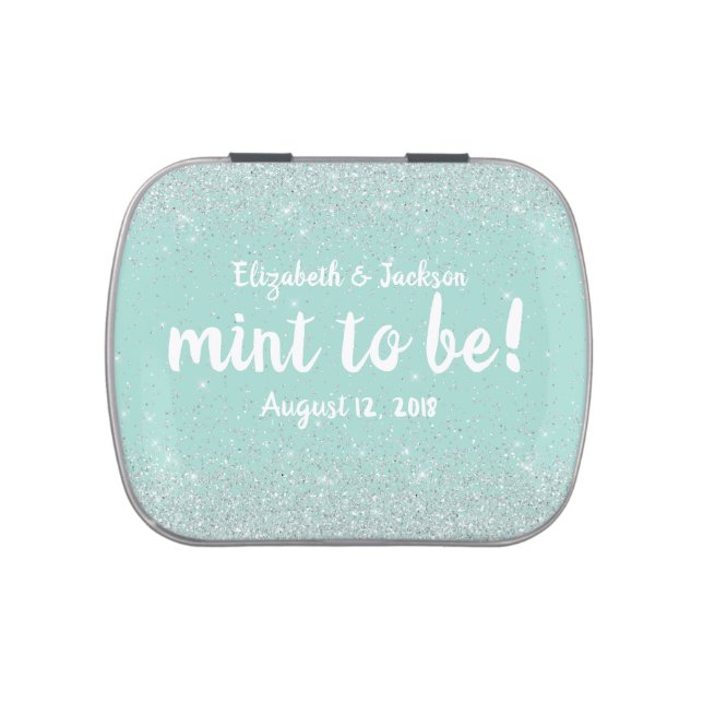 Glittery Look Wedding Mints Favor Tin (Top)