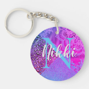 Leopard Monogram Keychain With Tasselleopard Print Monogram 