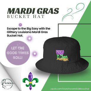 Glittery Louisiana Mardi Gras Bucket Hat