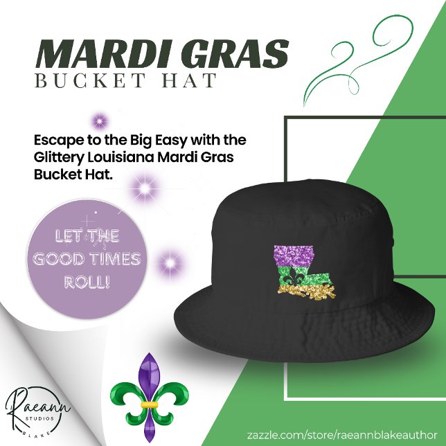 Glittery Louisiana Mardi Gras Bucket Hat (Creator Uploaded)