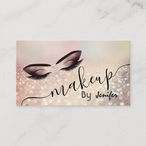 Glittery luxury makeup eyes calligraphy business card