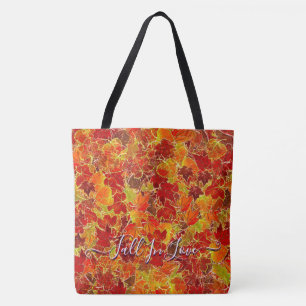 Glittery Maple Leaves in Autumn, Fall In Love Tote Bag