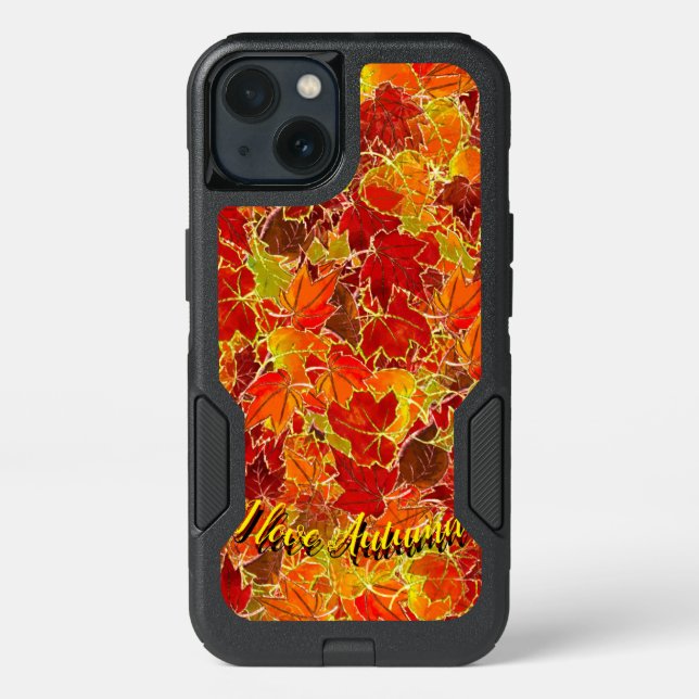Glittery Maple Leaves in the Fall/Autumn Otterbox iPhone Case (Back)