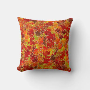 Glittery Maple Leaves in the Fall/Autumn Throw Pillow