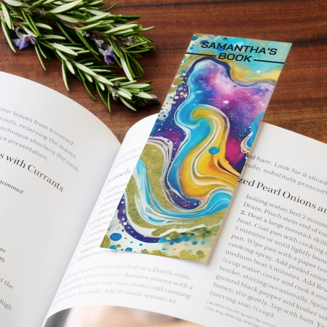 Glittery Marble Background Custom Text Bookmarks (Book)