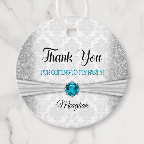 Glittery March Birthstone Thank You Favor Tags